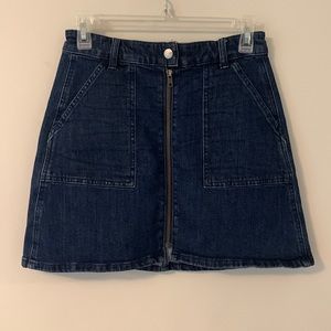 Madewell Dark Wash Zip Up Denim Mini Jean Skirt
